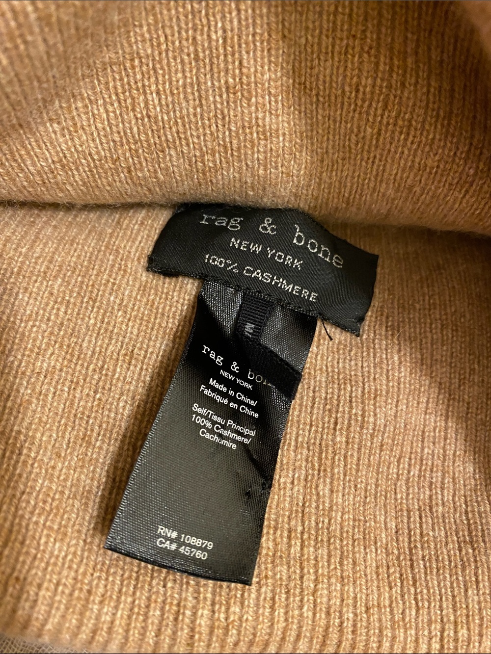 Rag & Bone Cashmere Tan Knit Beanie Hat . - Picture 4 of 6